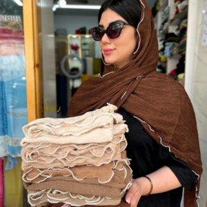 کالکشن شال دورمرواریدی کرم