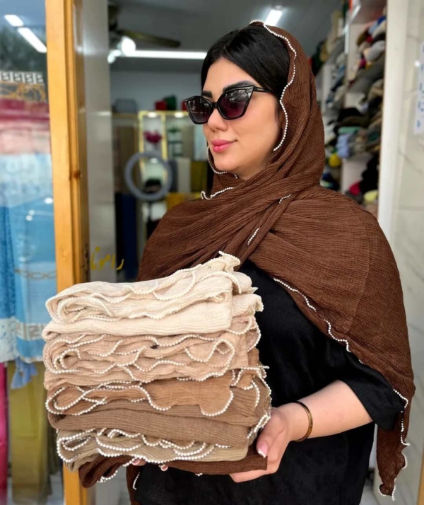 کالکشن شال دورمرواریدی کرم