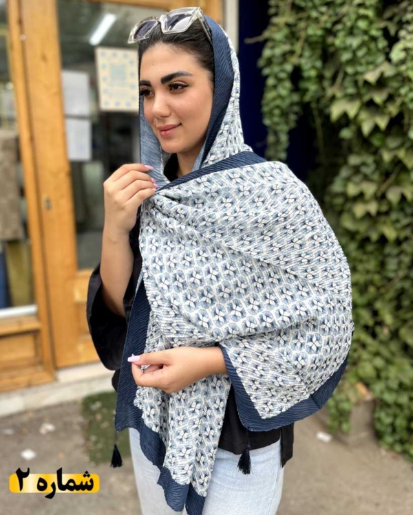 کالکشن شال پلیسه سرمه ای کد73 - تصویر 3
