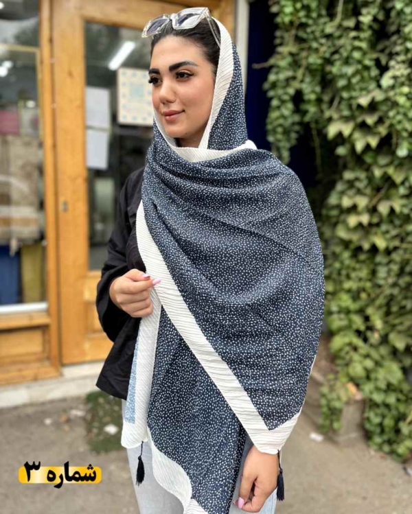 کالکشن شال پلیسه سرمه ای کد73 - تصویر 4