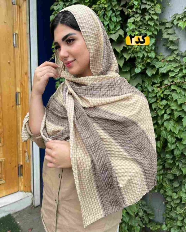 کالکشن شال کرم طرحدار کد70 - تصویر 3
