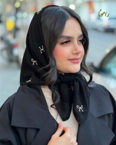 مینی اسکارف پاپیونی نخ حریر مشکی کد166