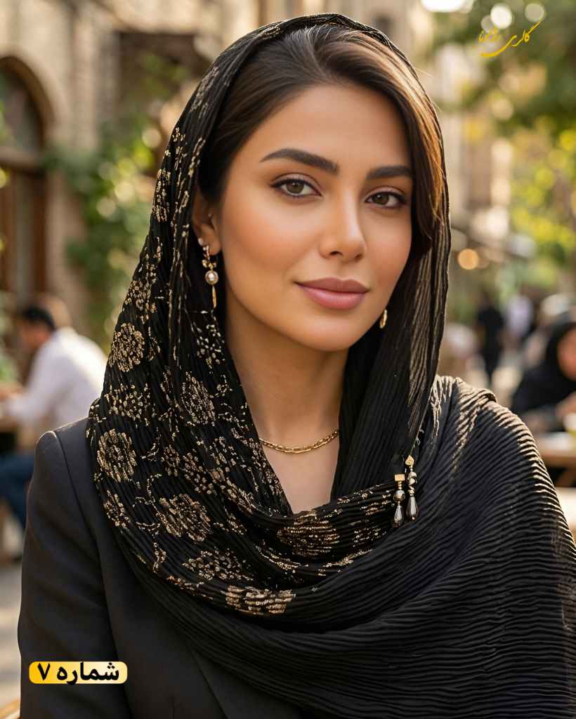 کالکشن شال مشکی طرحدار وارداتی کد177 - تصویر 8