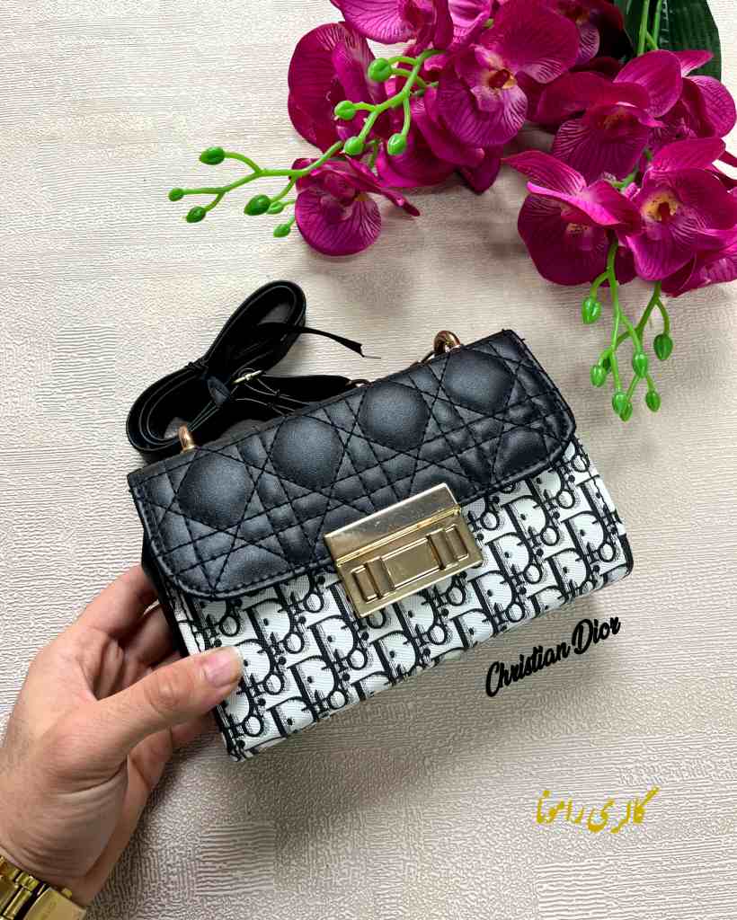 کیف دخترانه صندوقی سفید و مشکی کد199