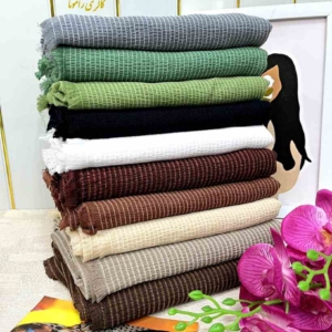 کالکشن شال تک رنگ دور ریش راه راه