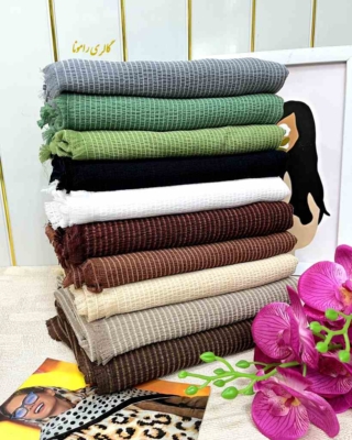 کالکشن شال تک رنگ دور ریش راه راه کد200