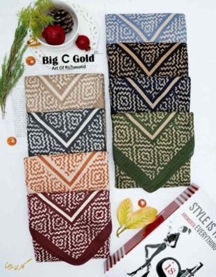 کالکشن روسری طرح دار نخ کندویی کد205