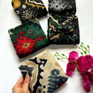 کالکشن روسری نخی نخ کندویی دور دوخت