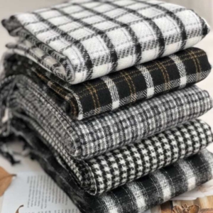 کالکشن شال موهر وارداتی طرحدار سفید مشکی