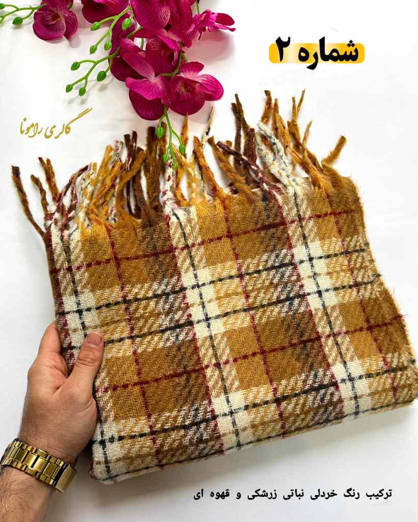 کالکشن شال موهر طرح دار وارداتی باربری کد209 - تصویر 4