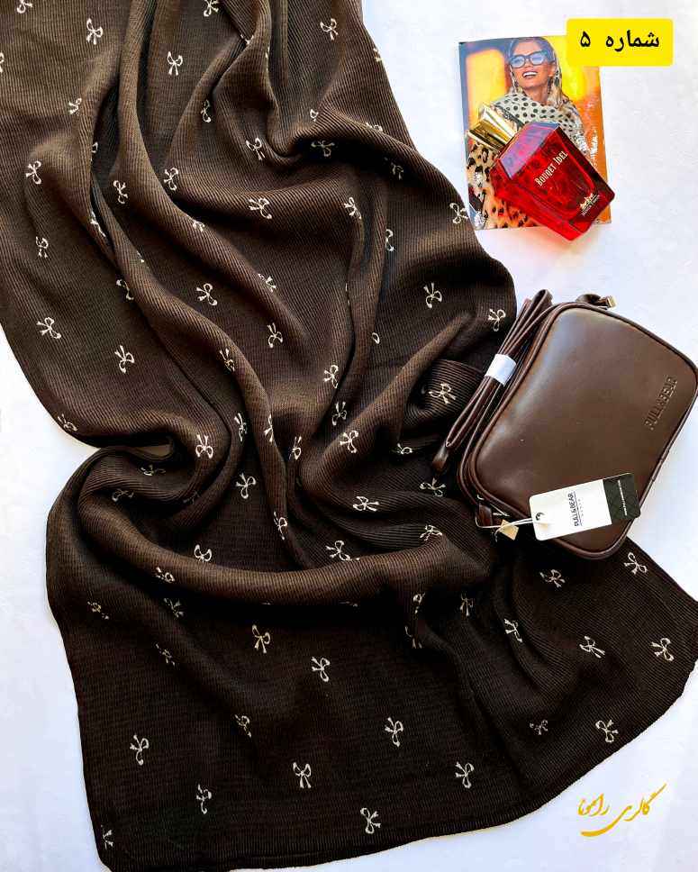 کالکشن شال قهوه ای طرحدار برشکا وارداتی کد228 - تصویر 3