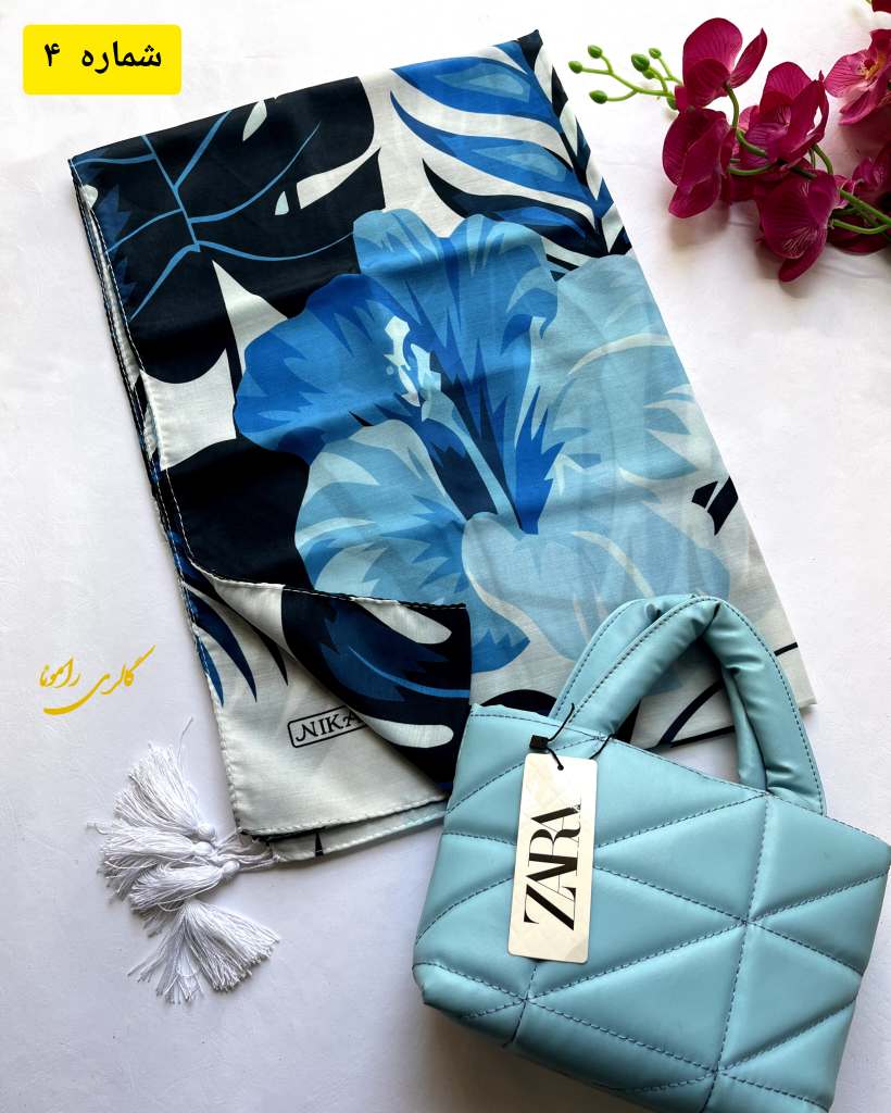 کالکشن شال آبی آسمانی طرح دار کد220 - تصویر 5
