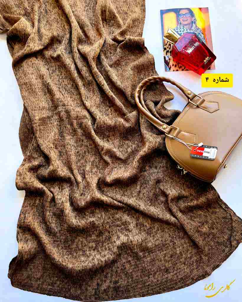 کالکشن شال قهوه ای طرحدار برشکا وارداتی کد228 - تصویر 4