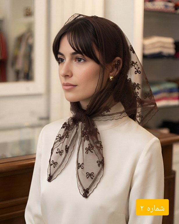کالکشن مینی اسکارف سه گوش پک قهوه ای کد243 - تصویر 3
