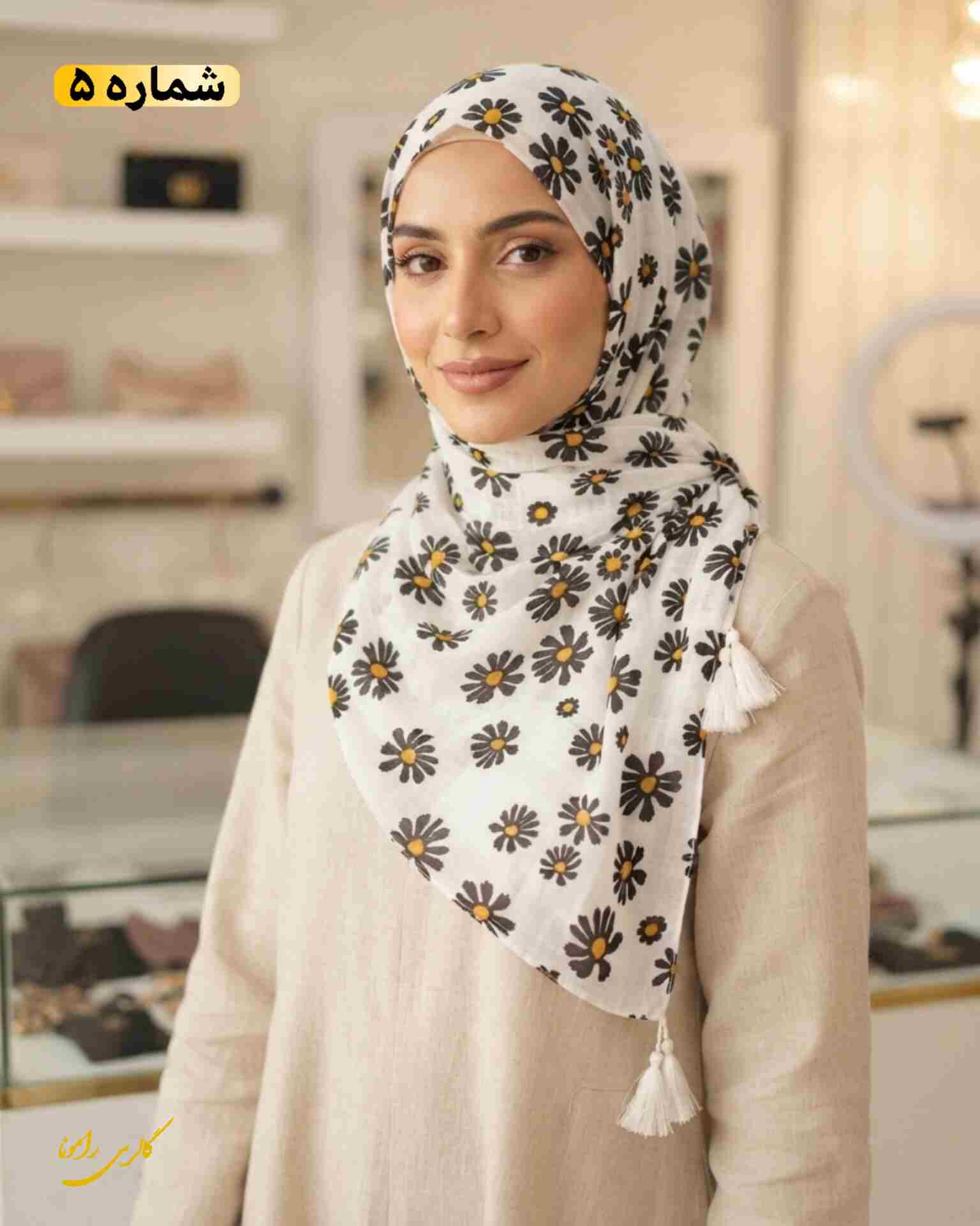 کالکشن شال نخی طرحدار پک مشکی سفید کد256 - تصویر 6